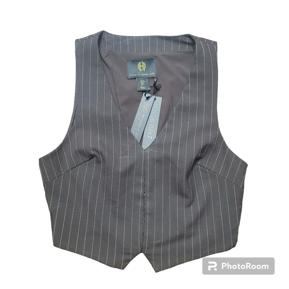 NWT House of Harlow Brown Pin Stripe Vest size S
